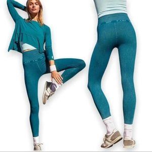 COPY - NEW FREE PEOPLE JEWEL TEAL BLUE/GREEN HIGH RISE 7/8 LEGGINGS SZ:XS/S NWOT